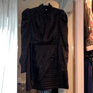 Black satin Aqua leopard dress